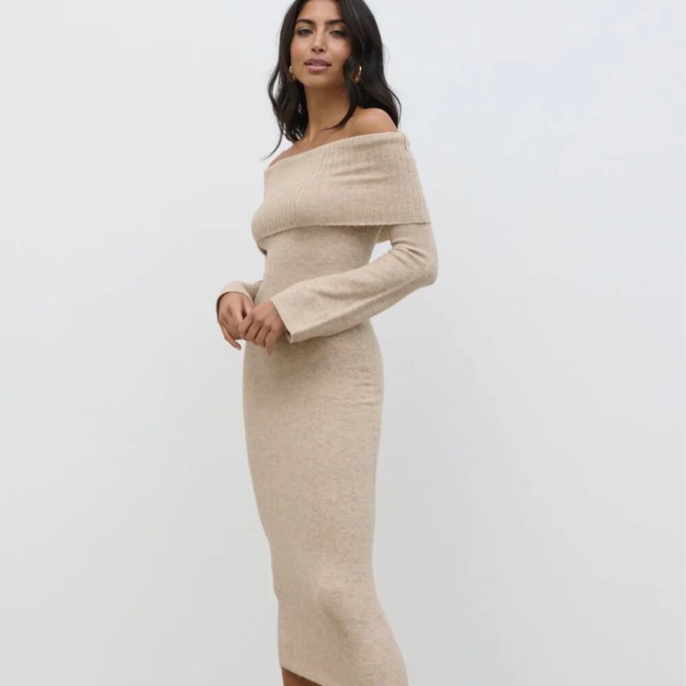 Pretty Lavish Soreya Bardot Soft Knit Dress
